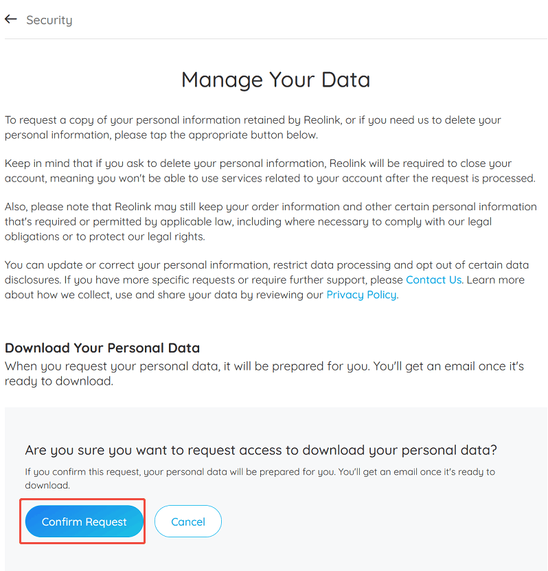 Confirm Request web