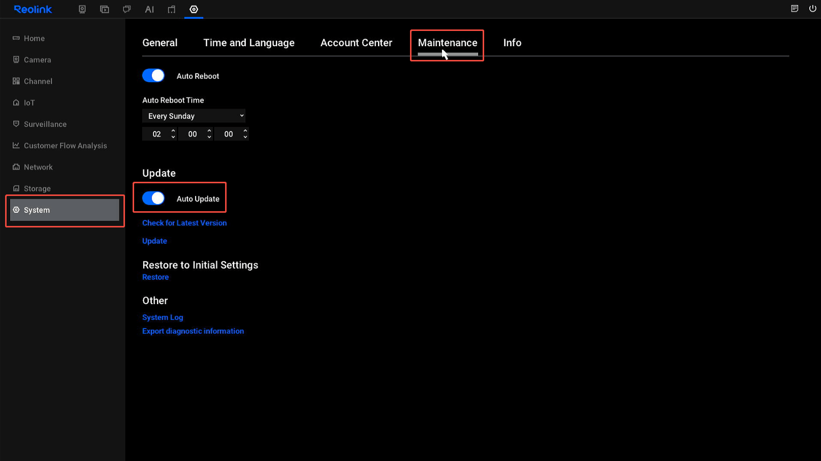 Enable Auto Update for NVR