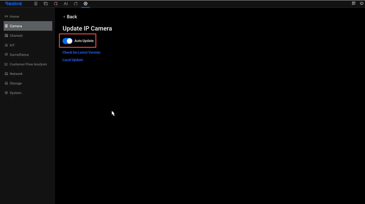 Enable Auto Update for cam