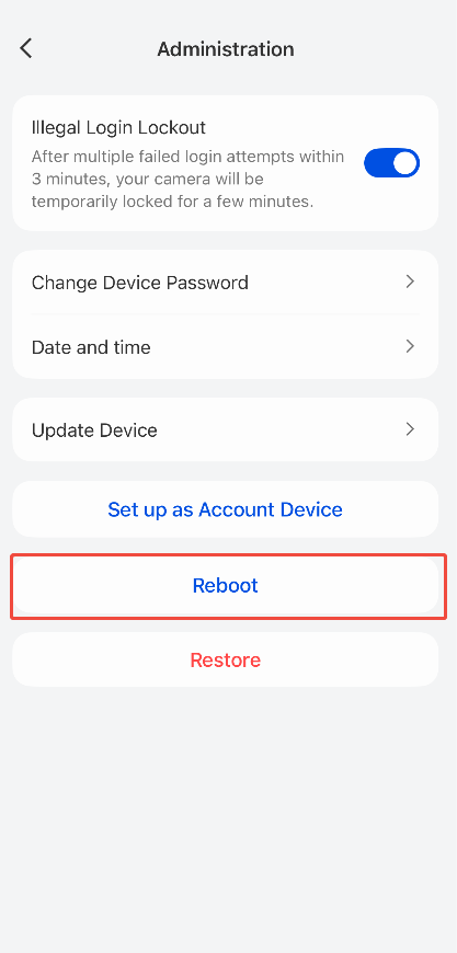 reboot app