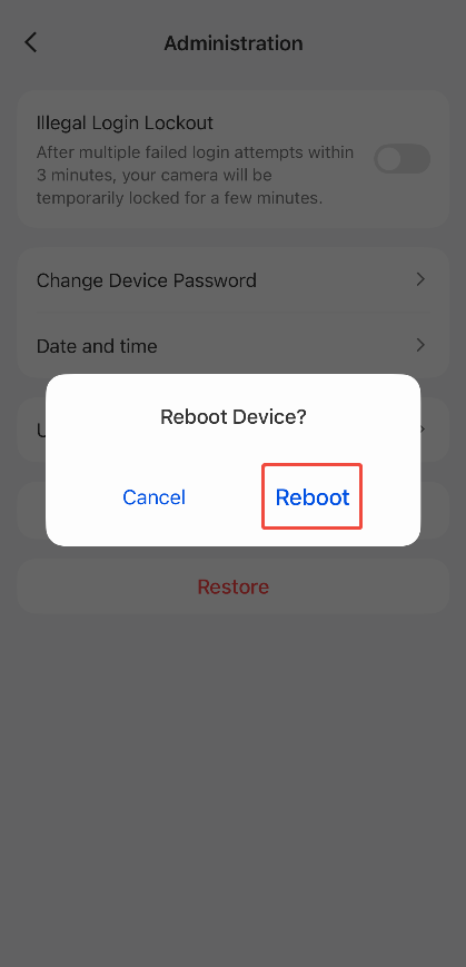 reboot app