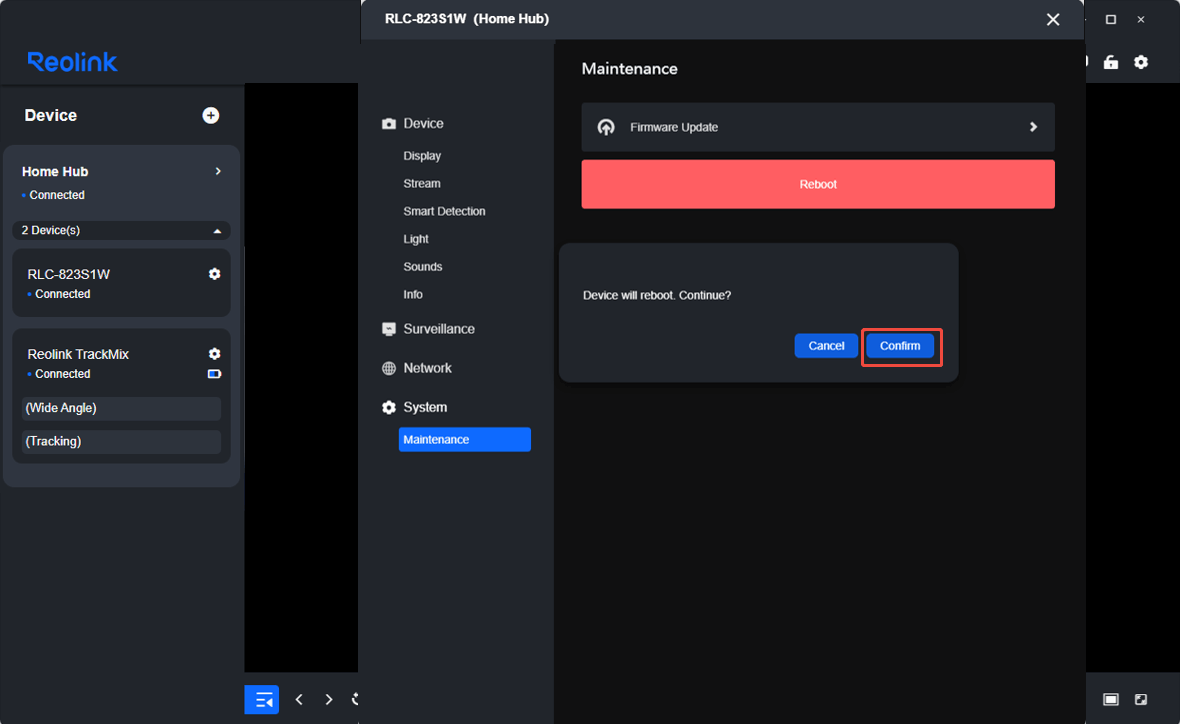 reboot hub-cam client