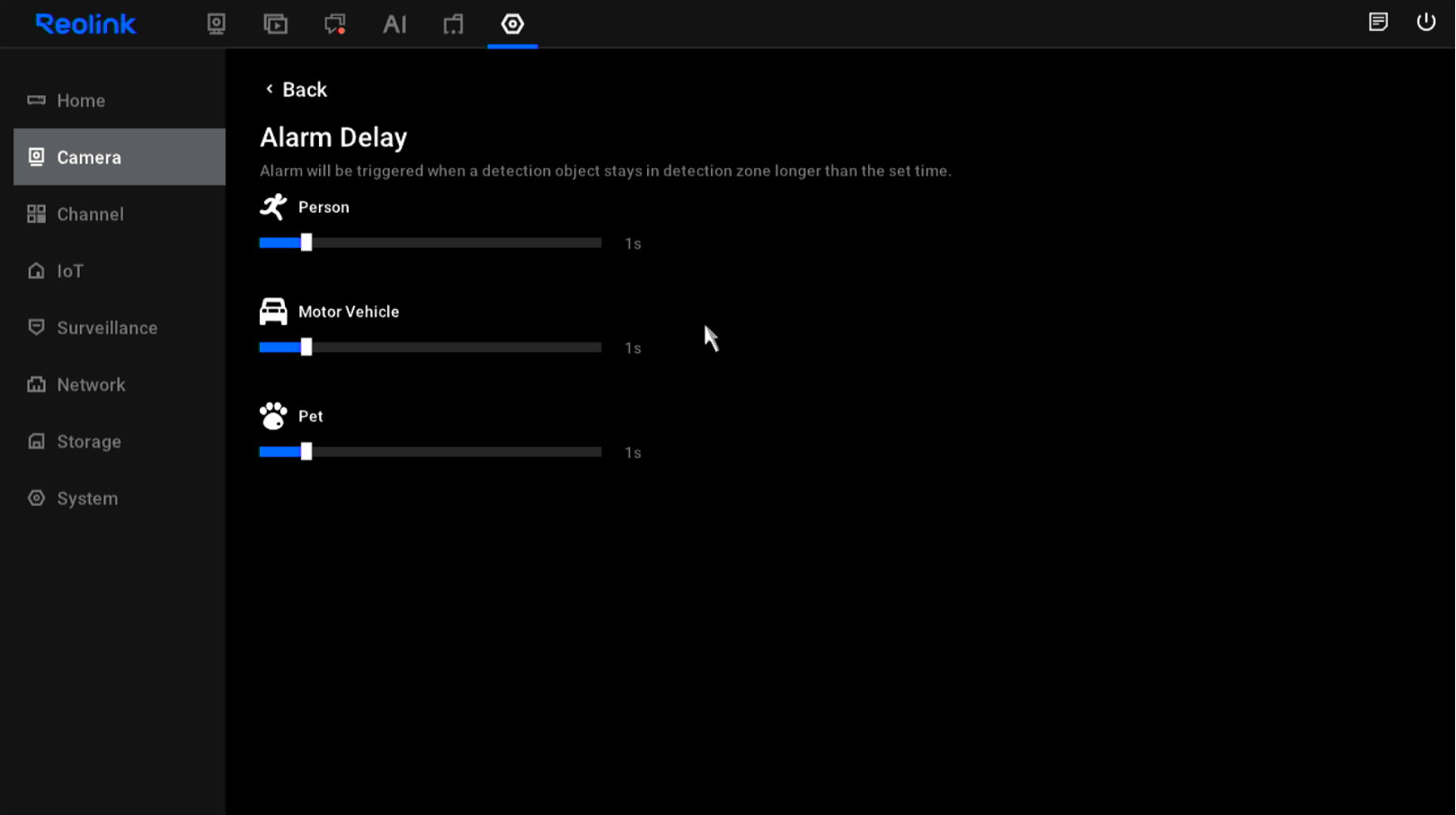 Alarm Delay nvr