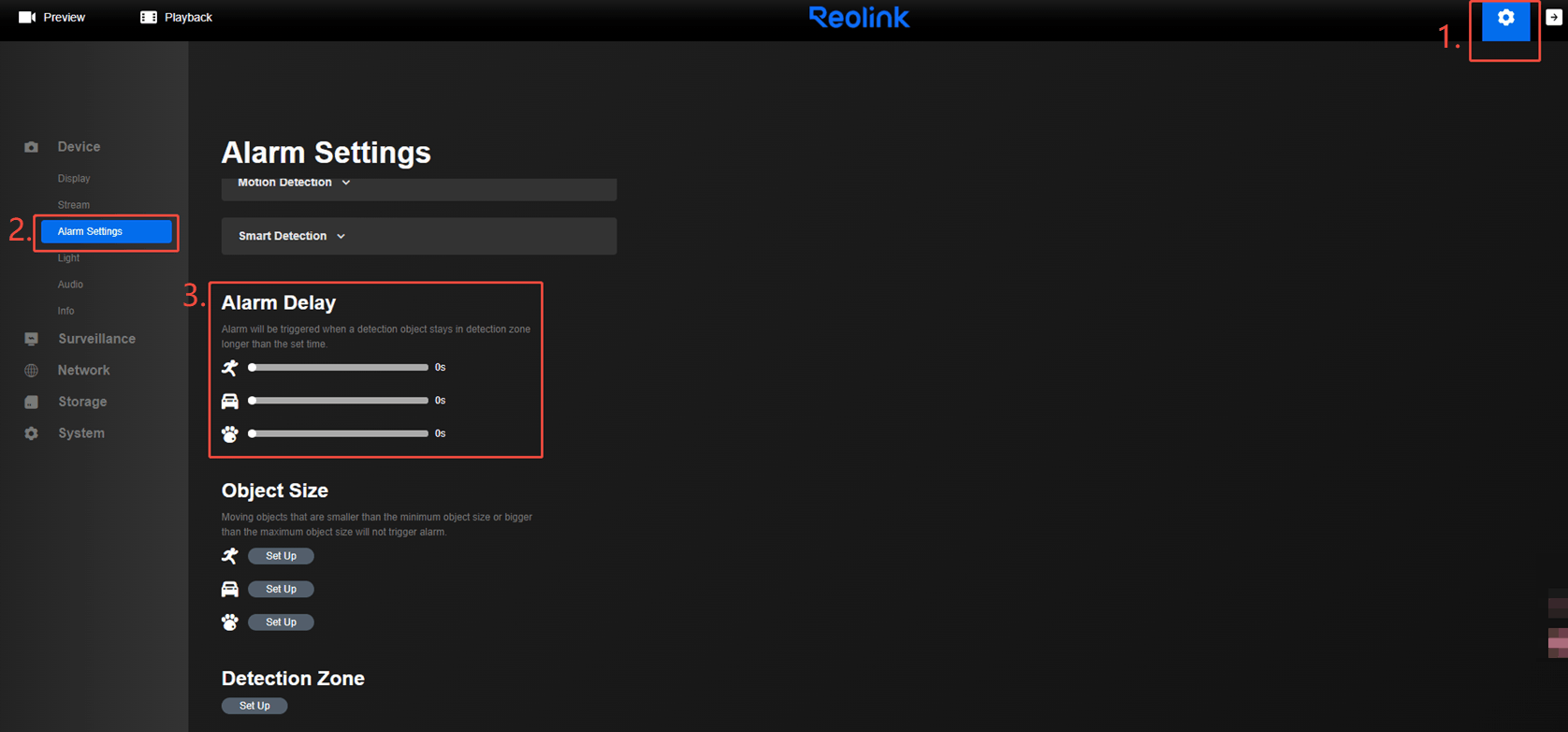 Alarm Delay web