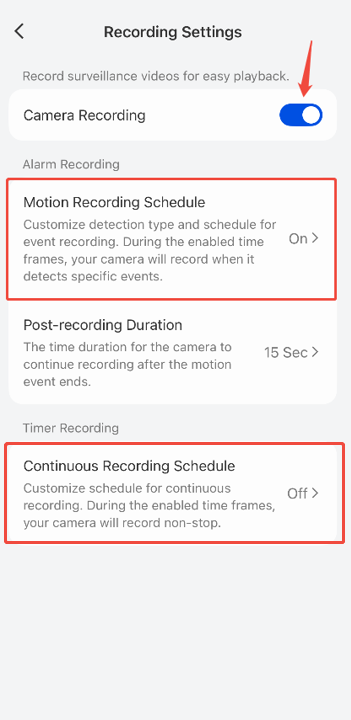 Recording Schedules