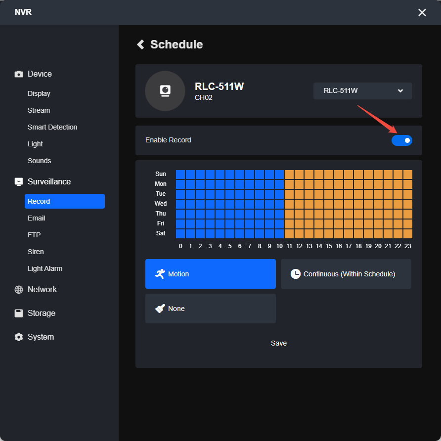 recording schdule client