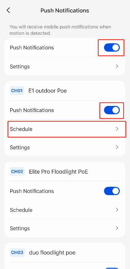 Push Notification cam