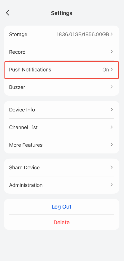 old nvr push