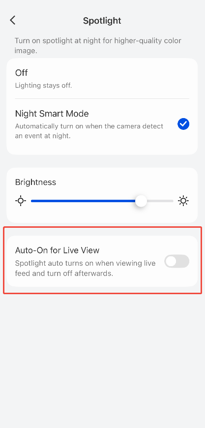 Auto On for Live View