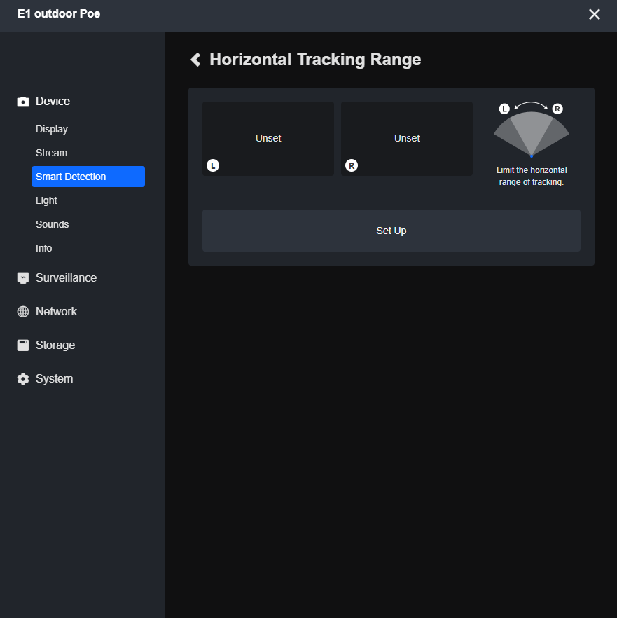 setup Horizontal Tracking Range