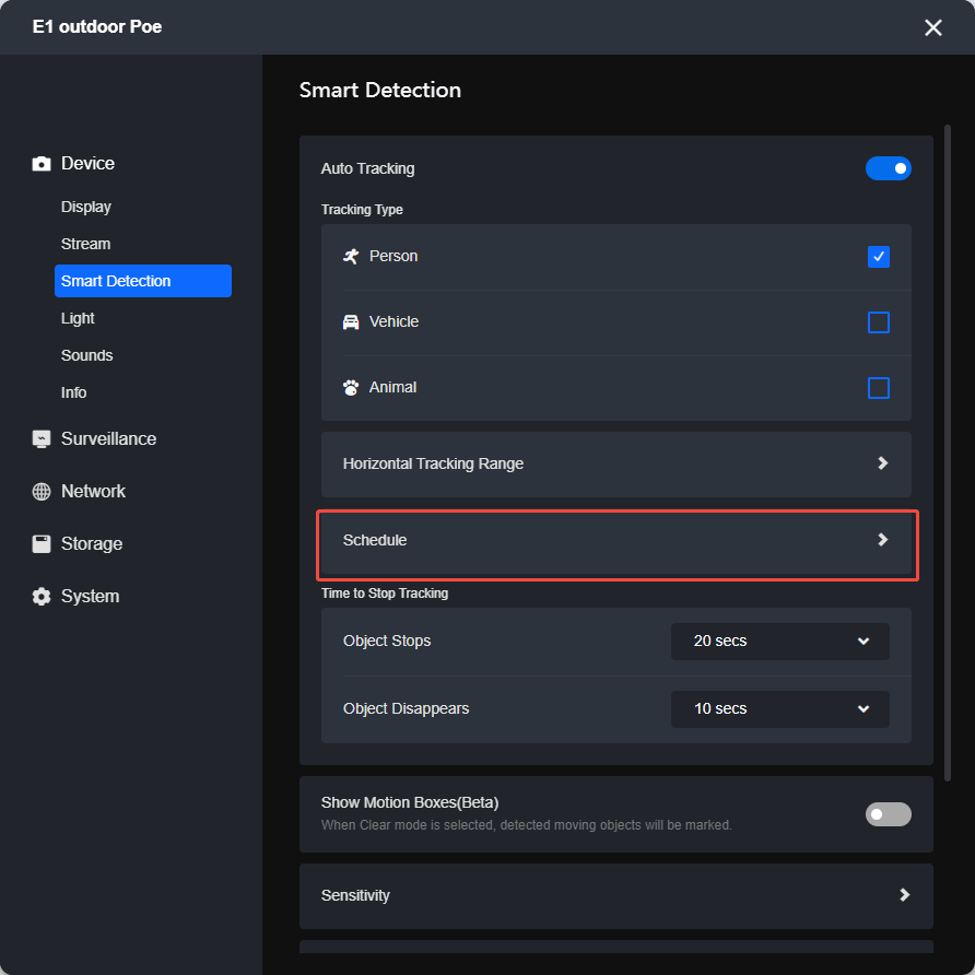 Set up Auto Tracking Schedule client