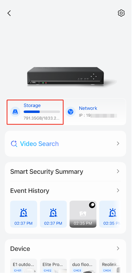 NVR Storage App