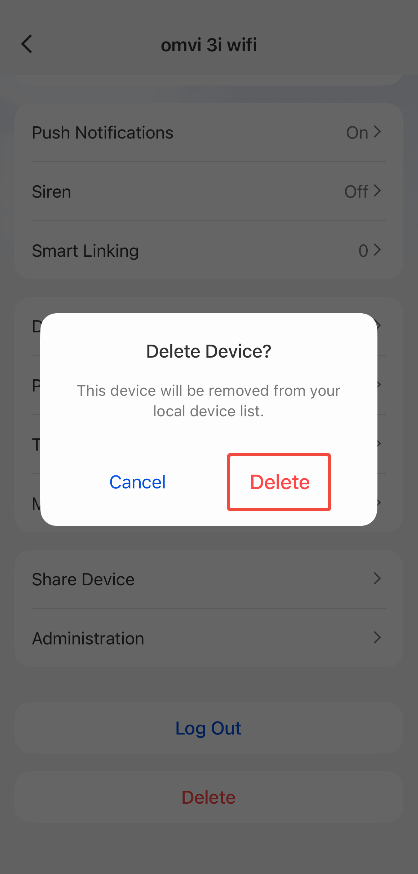 Tap Delete app