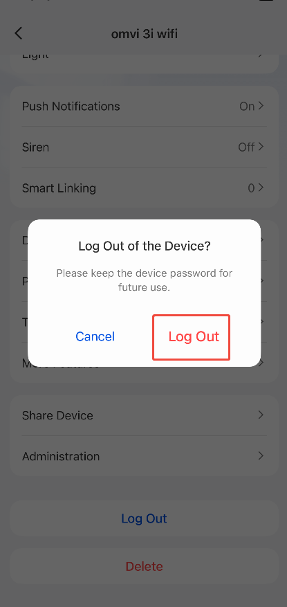Log Out of Device