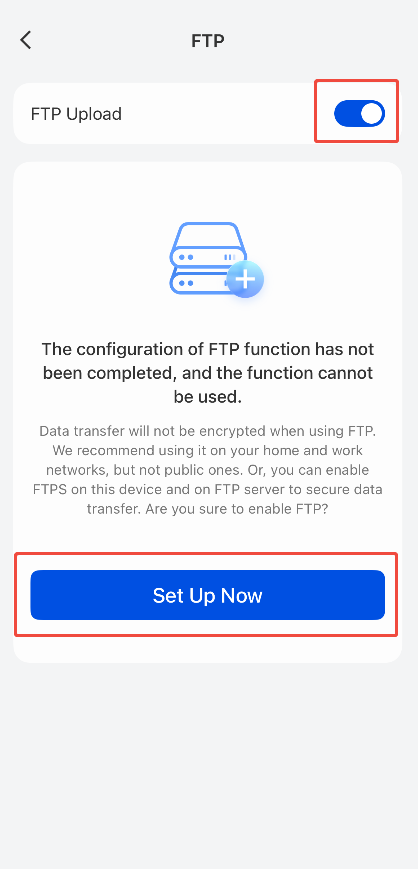 enable the FTP Upload
