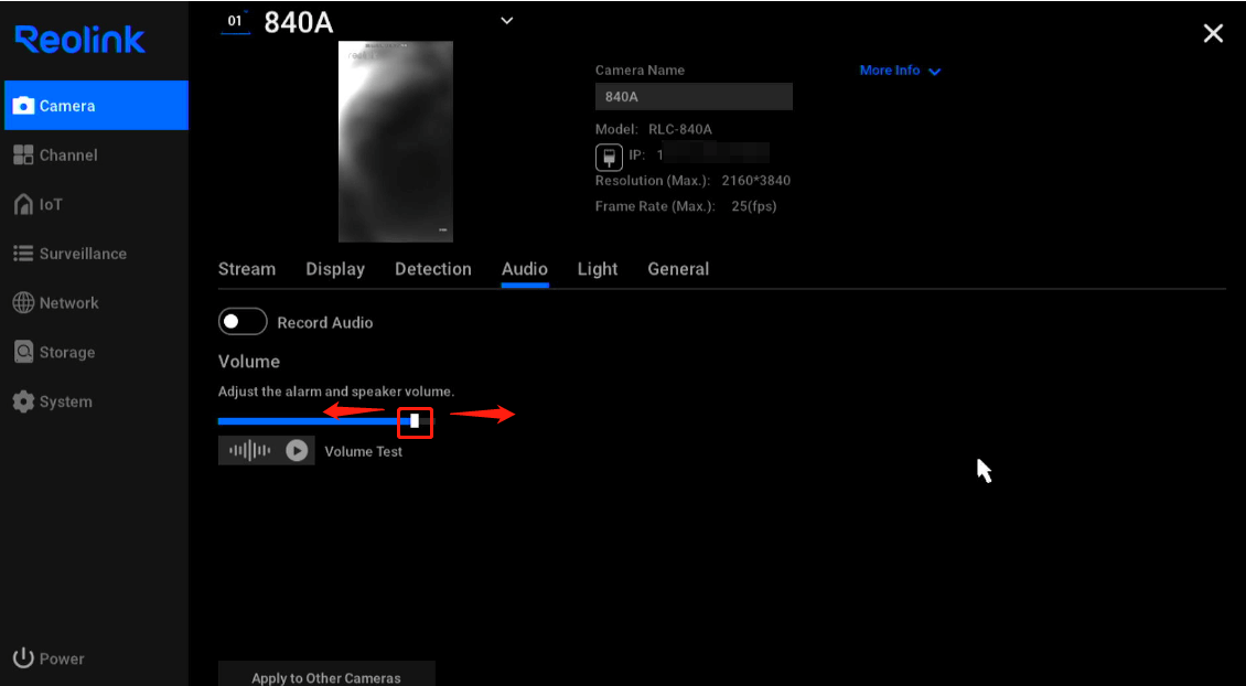 Adjust Siren Volume nvr