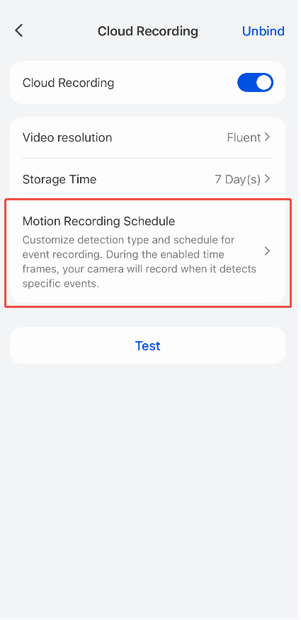 Motion Recording Schedule