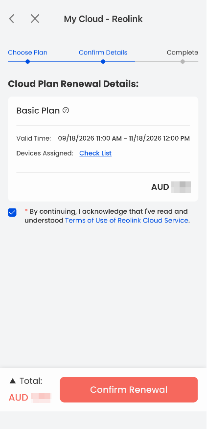 Confirm renewal