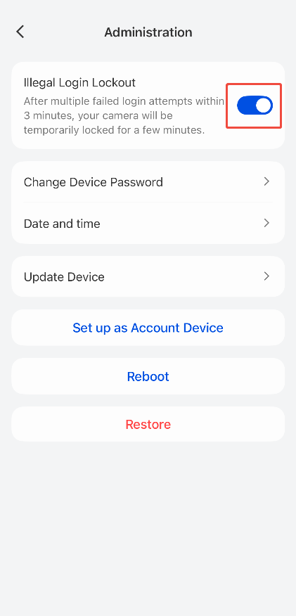Toggle the Illegal Login Lockout