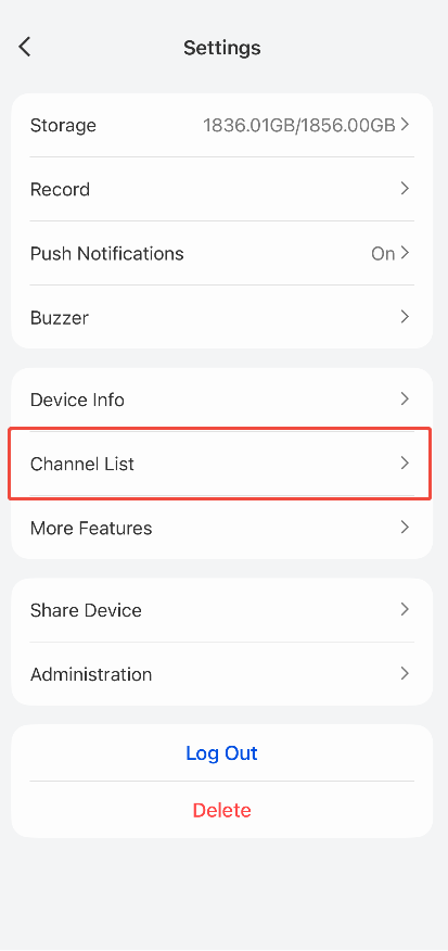 Channel List