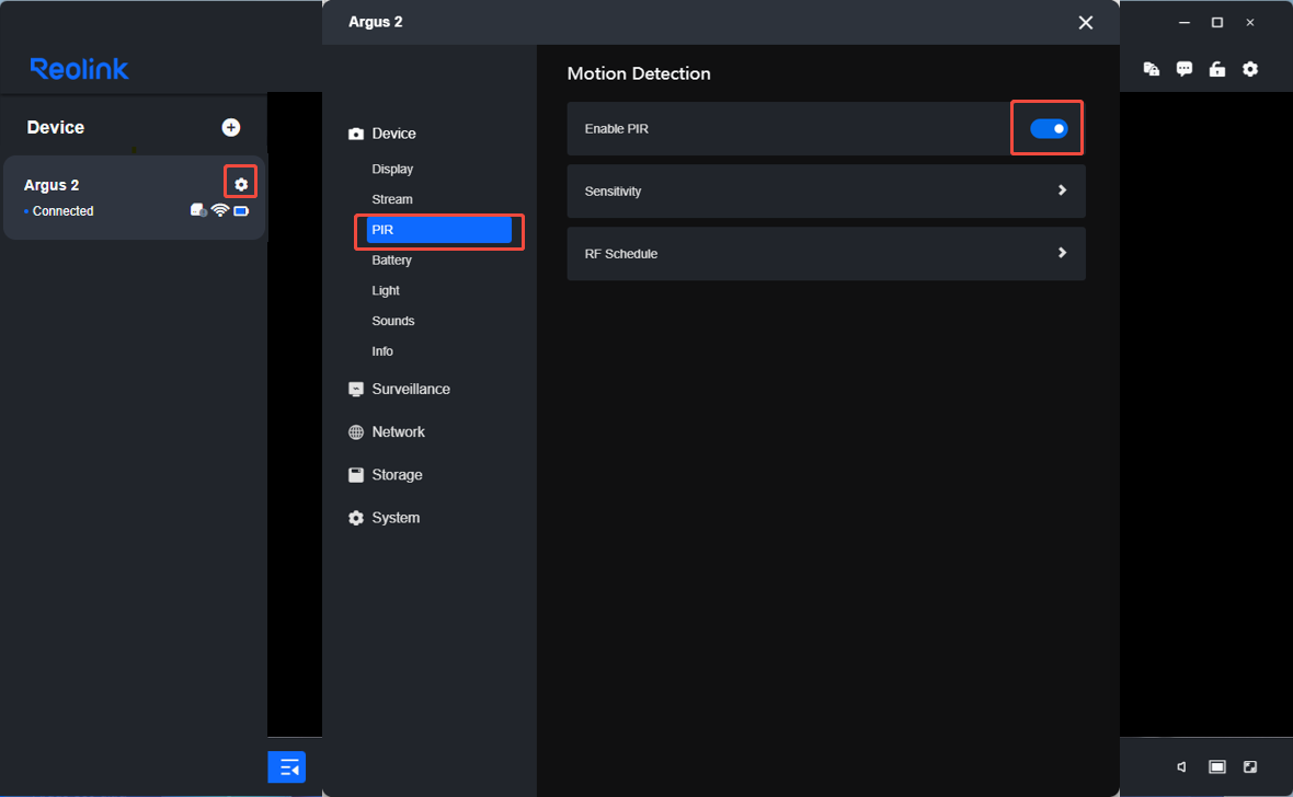 enable pir client