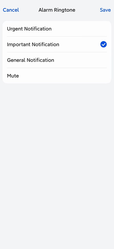 Alarm Ringtones option