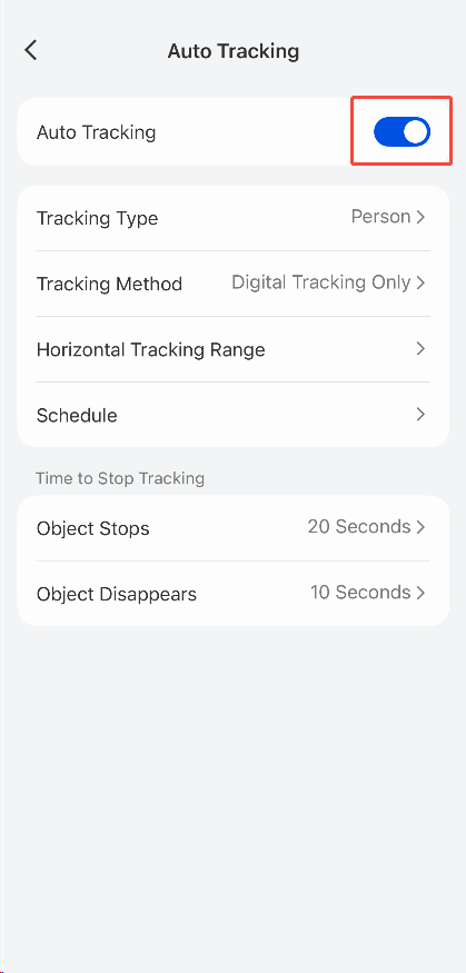 enable Auto Tracking