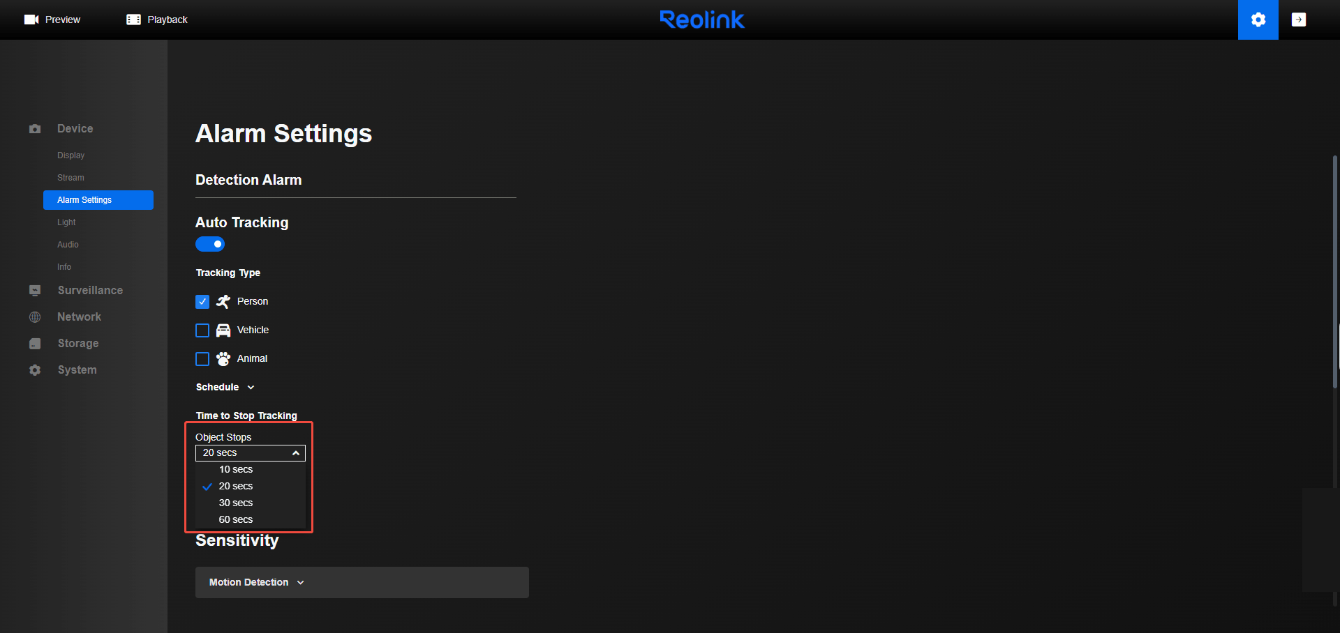 set Object Stops web