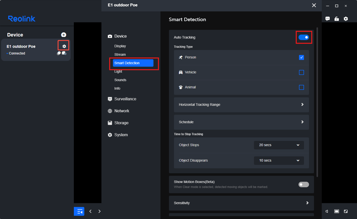 enable Auto Tracking client
