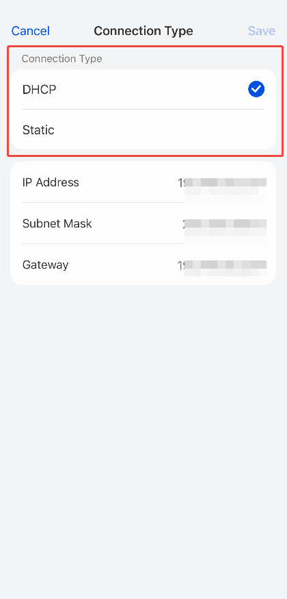 dhcp/Static