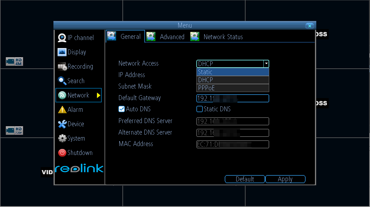 network dhcp