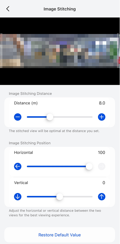image stitching settings