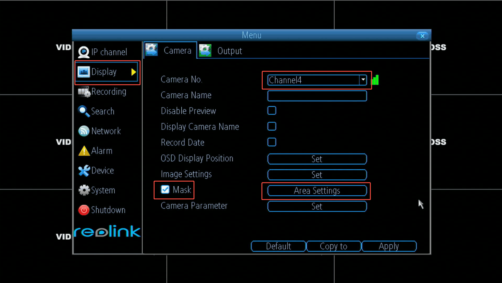 access Privacy Mask nvr